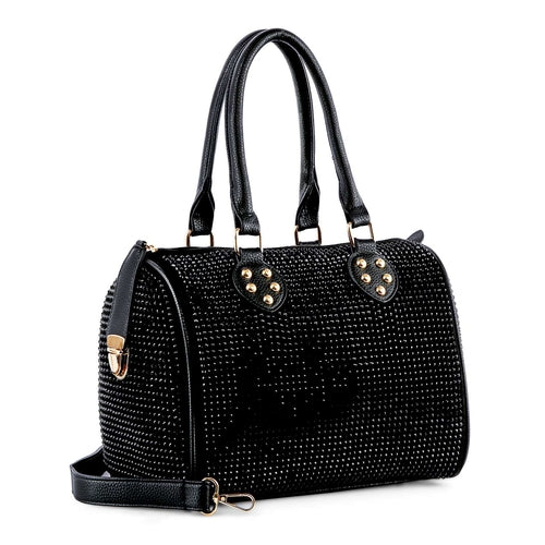 Rhinestone Covered Locked Satchel Handbag
