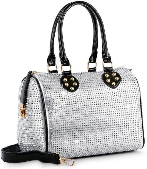 Rhinestone Covered Locked Satchel Handbag