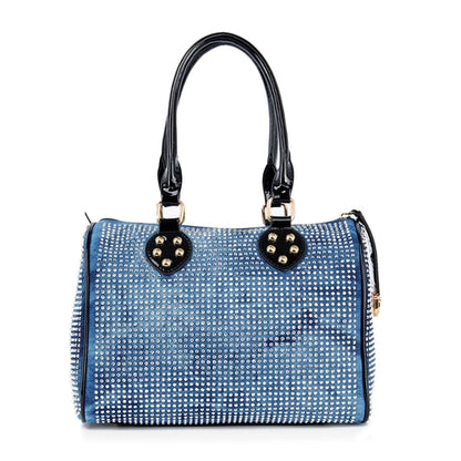 Rhinestone Covered Locked Satchel Handbag