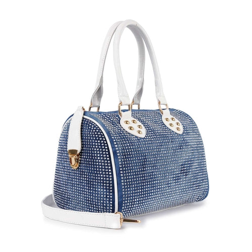 Rhinestone Covered Locked Satchel Handbag