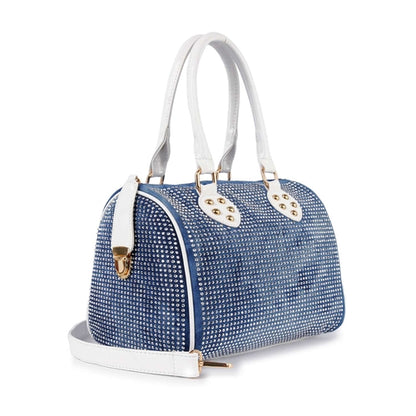 Rhinestone Covered Locked Satchel Handbag