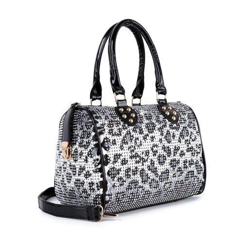 Rhinestone Covered Locked Satchel Handbag