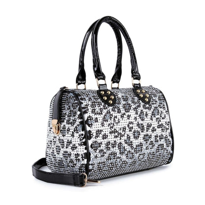 Rhinestone Covered Locked Satchel Handbag