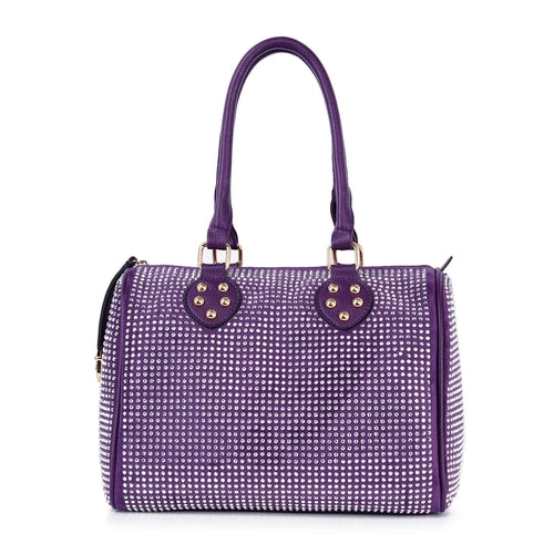 Rhinestone Covered Locked Satchel Handbag