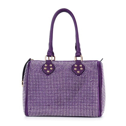 Rhinestone Covered Locked Satchel Handbag