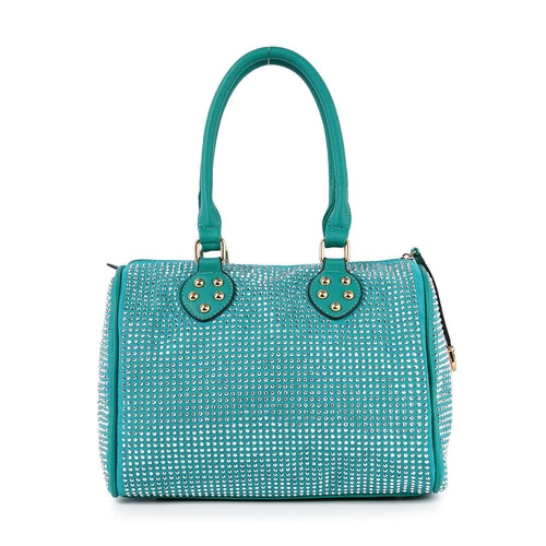 Rhinestone Covered Locked Satchel Handbag