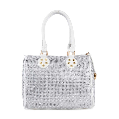 Rhinestone Covered Locked Satchel Handbag