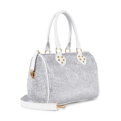 Rhinestone Covered Locked Satchel Handbag