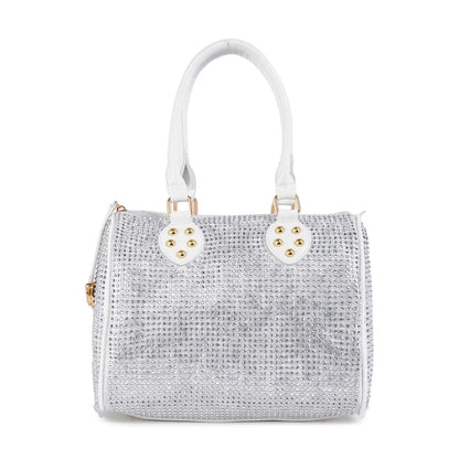 Rhinestone Covered Locked Satchel Handbag